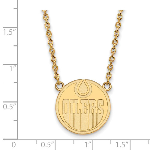LogoArt Edmonton Oilers Necklace - Sterling Silver Gold-Tone Large Pendant 18 Inch - View 2