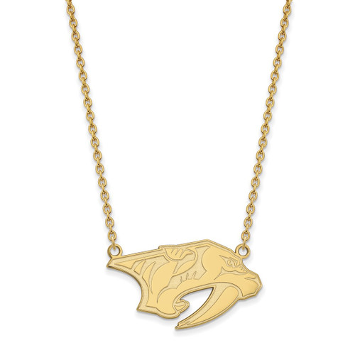 LogoArt Nashville Predators Necklace - Sterling Silver Gold-Tone Large Pendant 18 Inch