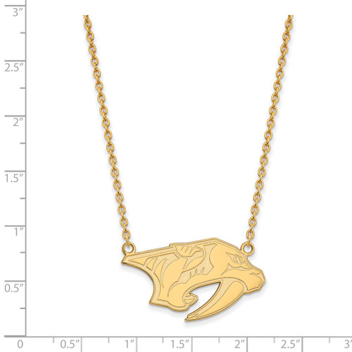 LogoArt Nashville Predators Necklace - Sterling Silver Gold-Tone Large Pendant 18 Inch - View 2