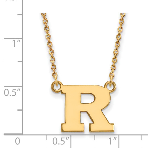 LogoArt Rutgers University Necklace - Sterling Silver Gold-Tone Letter R Small Pendant 18 Inch - View 2