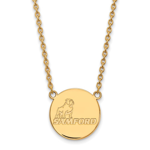 LogoArt Samford University Necklace - Sterling Silver Gold-Tone Large Disc Pendant 18 Inch