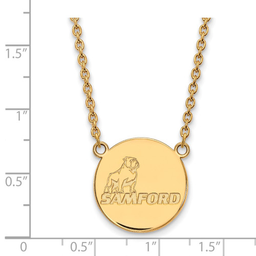 LogoArt Samford University Necklace - Sterling Silver Gold-Tone Large Disc Pendant 18 Inch - View 2