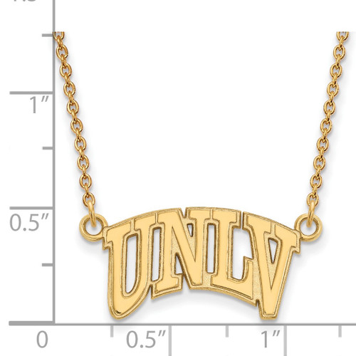 Sterling Silver Gold-Tone LogoArt University of Nevada-Las Vegas U-N-L-V Small Pendant 18 Inch Necklace - View 2