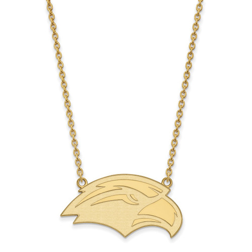 LogoArt University of Southern Mississippi Necklace - Sterling Silver Gold-Tone Eagle Large Pendant 18 Inch