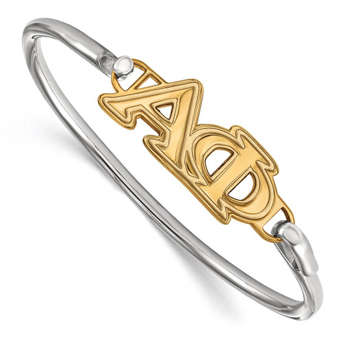 LogoArt Alpha Phi Bracelet - Sterling Silver with Gold-Tone Small Hook and Clasp Bangle
