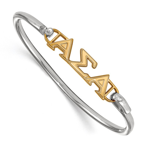 LogoArt Alpha Sigma Alpha Bracelet - Sterling Silver with Gold-Tone Small Hook and Clasp Bangle