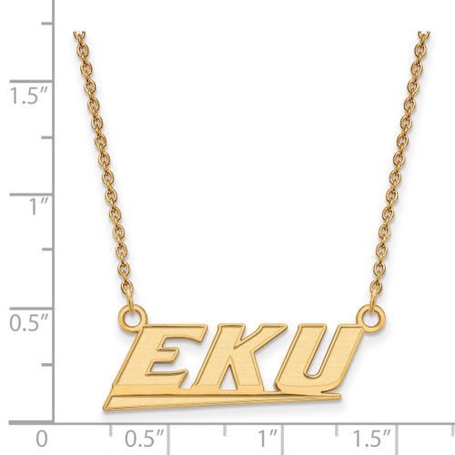 LogoArt Eastern Kentucky University Necklace - Sterling Silver Gold-Tone E-K-U Small Pendant 18 Inch - View 2