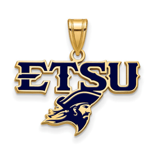 Sterling Silver Gold-Tone Enameled LogoArt East Tennessee State U. Medium