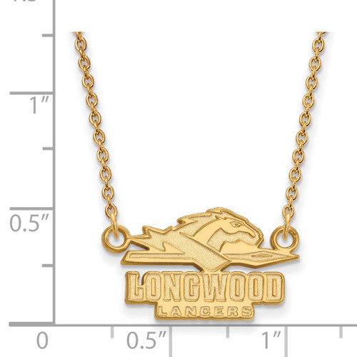 LogoArt Longwood University Necklace - Sterling Silver Gold-Tone Lancers Small Pendant 18 Inch - View 2