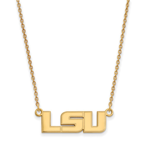 LogoArt Louisiana State University Necklace - Sterling Silver Gold-Tone L-S-U Small Pendant 18 Inch