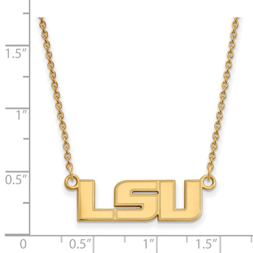 LogoArt Louisiana State University Necklace - Sterling Silver Gold-Tone L-S-U Small Pendant 18 Inch - View 2