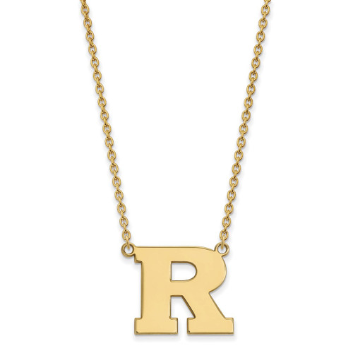 LogoArt Rutgers University Necklace - Sterling Silver Gold-Tone Letter R Large Pendant 18 Inch