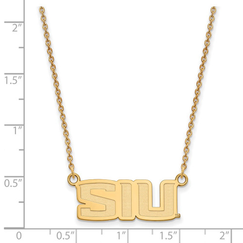 LogoArt Southern Illinois University Necklace - Sterling Silver Gold-Tone S-I-U Small Pendant 18 Inch - View 2