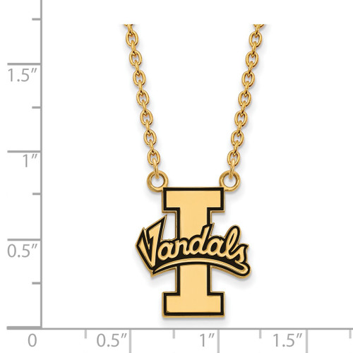 Sterling Silver Gold-Tone LogoArt U of Idaho Vandals Large Enameled Pendant 18 Inch Necklace - View 2