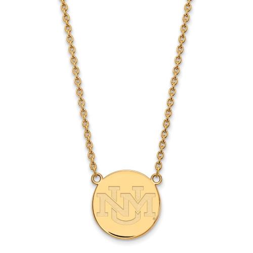 LogoArt University of New Mexico Necklace - Sterling Silver Gold-Tone Large Pendant 18 Inch, 31 mm Wide