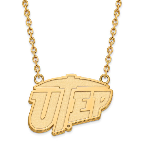 LogoArt University of Texas at El Paso Necklace - Sterling Silver Gold-Tone Large Pendant 18 Inch