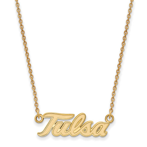 LogoArt University of Tulsa Necklace - Sterling Silver Gold-Tone T-U Large Pendant 18 Inch - View 2