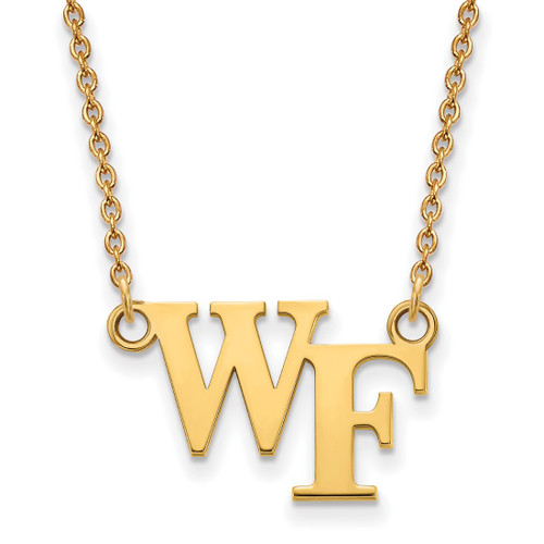 LogoArt Wake Forest University Necklace - Sterling Silver Gold-Tone W-F Small Pendant 18 Inch