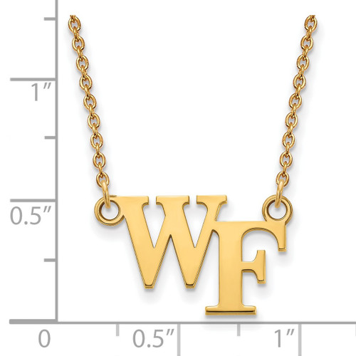 LogoArt Wake Forest University Necklace - Sterling Silver Gold-Tone W-F Small Pendant 18 Inch - View 2