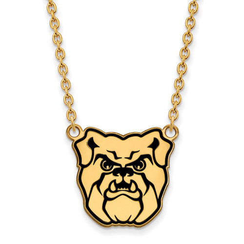 LogoArt Butler University Necklace - Sterling Silver Gold-Tone Bulldog Enameled Large Pendant 18 Inch