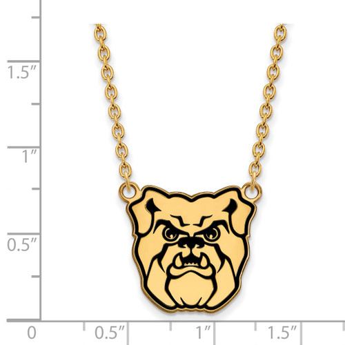 LogoArt Butler University Necklace - Sterling Silver Gold-Tone Bulldog Enameled Large Pendant 18 Inch - View 2