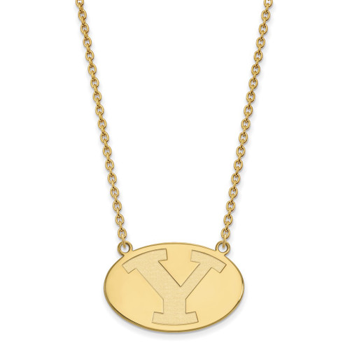 LogoArt Brigham Young University Necklace - Sterling Silver Gold-Tone Letter Y Large Pendant 18 Inch
