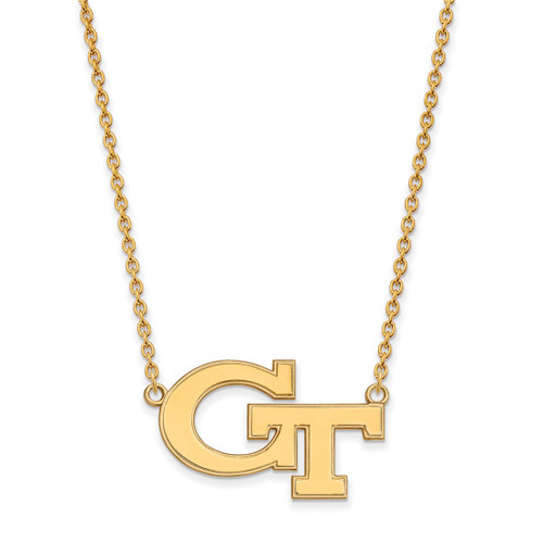 LogoArt Georgia Institute of Technology Necklace - Sterling Silver Gold-Tone G-T Large Pendant 18 Inch
