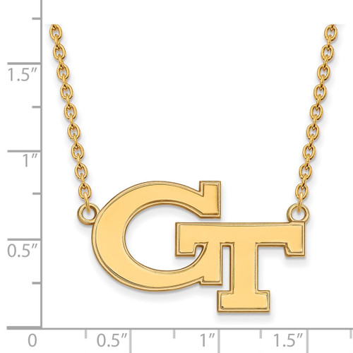 LogoArt Georgia Institute of Technology Necklace - Sterling Silver Gold-Tone G-T Large Pendant 18 Inch - View 2