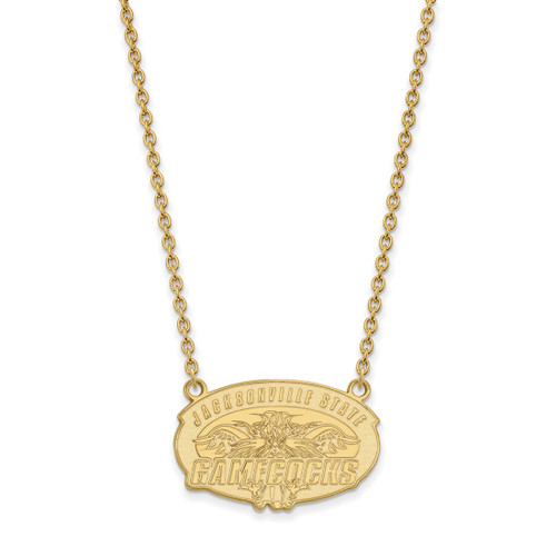 Sterling Silver Gold-Tone LogoArt Jacksonville State U. Large Pendant 18 Inch Necklace