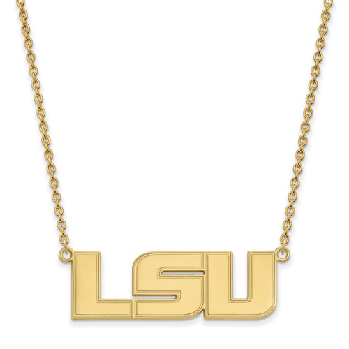 LogoArt Louisiana State University Necklace - Sterling Silver Gold-Tone L-S-U Large Pendant 18 Inch