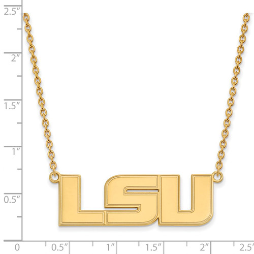 LogoArt Louisiana State University Necklace - Sterling Silver Gold-Tone L-S-U Large Pendant 18 Inch - View 2