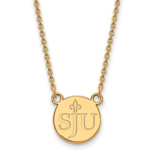 Sterling Silver Gold-Plated LogoArt Saint Joseph'S University S-J-U Small Pendant 18 Inch Necklace