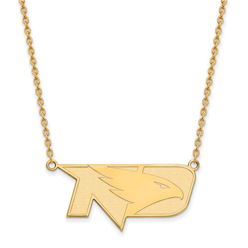 LogoArt University of North Dakota Necklace - Sterling Silver Gold-Tone Large Pendant 18 Inch