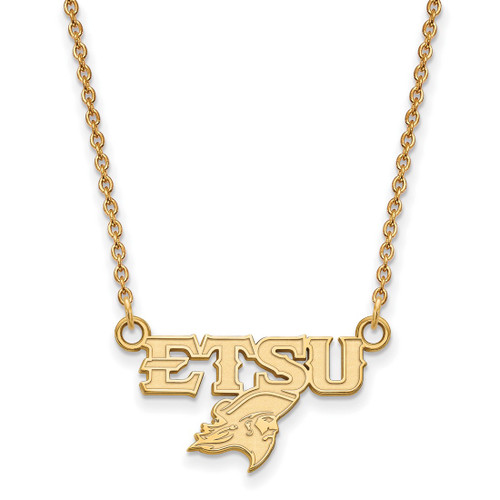 Sterling Silver Gold-Tone LogoArt East Tennessee State U. Small Necklace - View 2