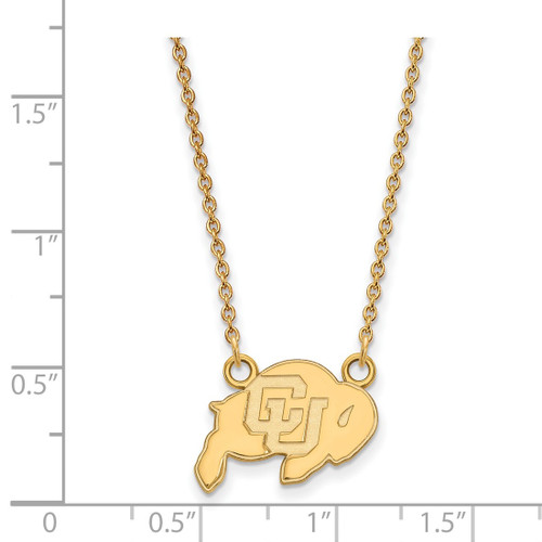 LogoArt University of Colorado Necklace - Sterling Silver Gold-Tone Buffalo Small Pendant 18 Inch - View 2