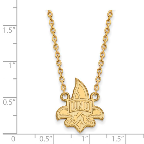 LogoArt University of New Orleans Necklace - Sterling Silver Gold-Tone U-N-O Large Pendant 18 Inch - View 2