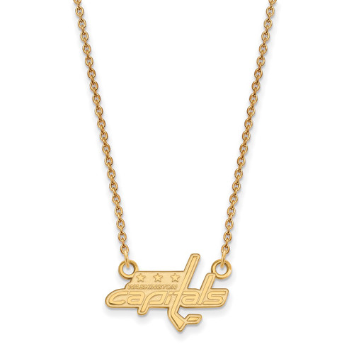 LogoArt Washington Capitals Necklace - Sterling Silver Gold-Tone Small Pendant 18 Inch