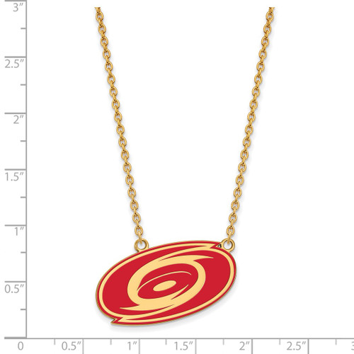 LogoArt Carolina Hurricanes Necklace - Sterling Silver Gold-Tone Large Enameled Pendant 18 Inch - View 2