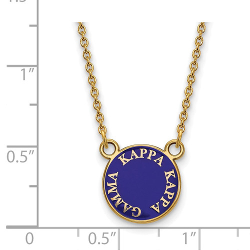 LogoArt Kappa Kappa Gamma Necklace - Sterling Silver Gold-Tone Sorority Text Small Color Enamel Pendant 18 Inch - GP012KKG-18 - View 2