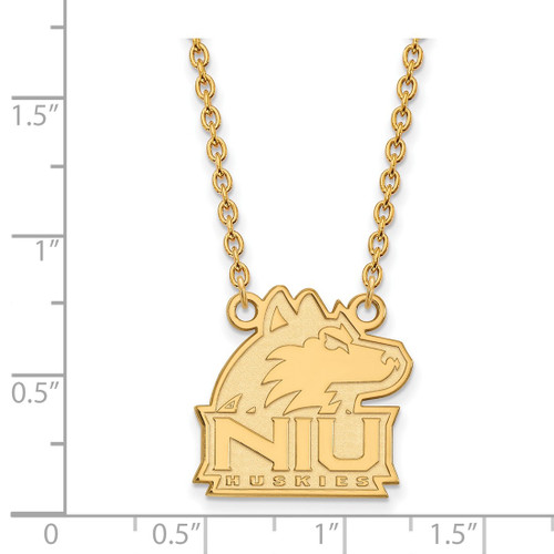 LogoArt Northern Illinois University Necklace - Sterling Silver Gold-Tone N-I-U Huskies Medium Pendant 18 Inch - View 2