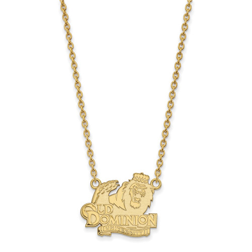 LogoArt Old Dominion University Necklace - Sterling Silver Gold-Tone Large Pendant 18 Inch