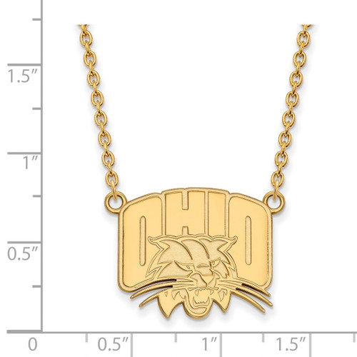 LogoArt Ohio University Necklace - Sterling Silver Gold-Tone Large Pendant 18 Inch - View 2
