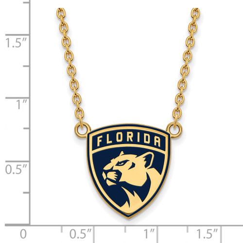 LogoArt Florida Panthers Necklace - Sterling Silver Gold-Tone Large Enameled Pendant 18 Inch - View 2