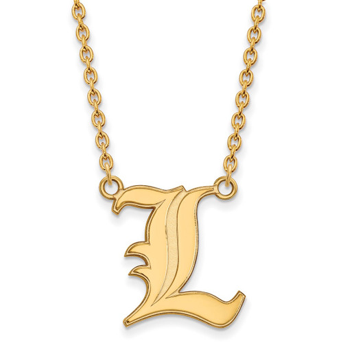 LogoArt University of Louisville Necklace - Sterling Silver Gold-Tone Letter L Large Pendant 18 Inch