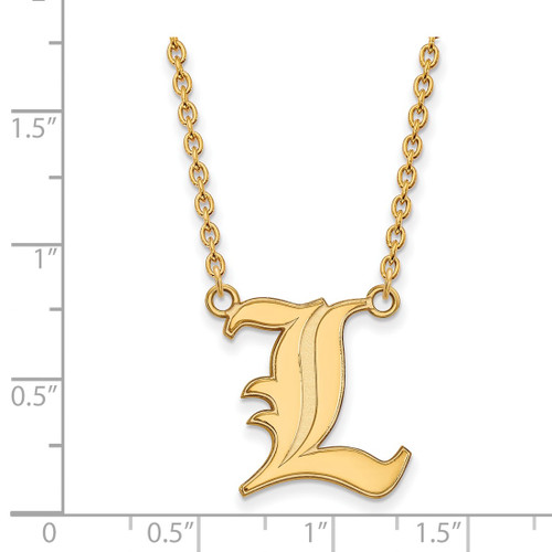LogoArt University of Louisville Necklace - Sterling Silver Gold-Tone Letter L Large Pendant 18 Inch - View 2