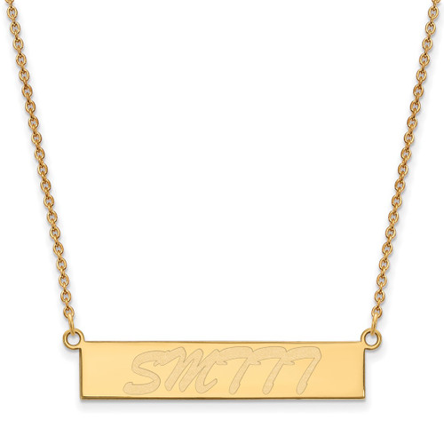 LogoArt University of Southern Mississippi Necklace - Sterling Silver Gold-Tone Small Bar 18 Inch