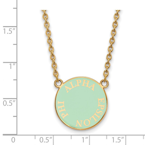 LogoArt Alpha Epsilon Phi Necklace - Sterling Silver Gold-Tone Sorority Text Small Color Enamel Pendant 18 Inch - GP013AEP-18 - View 2