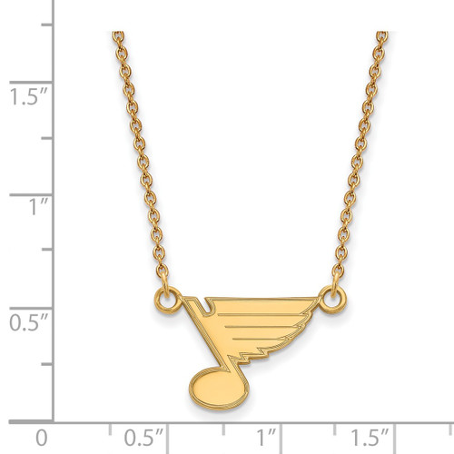 LogoArt St. Louis Blues Necklace - Sterling Silver Gold-Tone Small Pendant 18 Inch - View 2