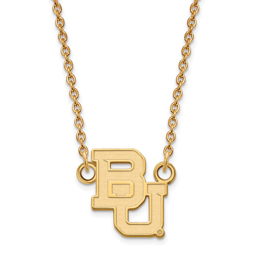 LogoArt Baylor University Necklace - Sterling Silver Gold-Tone Bears Small Pendant 18 Inch