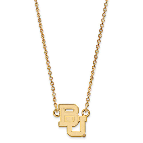 LogoArt Baylor University Necklace - Sterling Silver Gold-Tone Bears Small Pendant 18 Inch - View 2